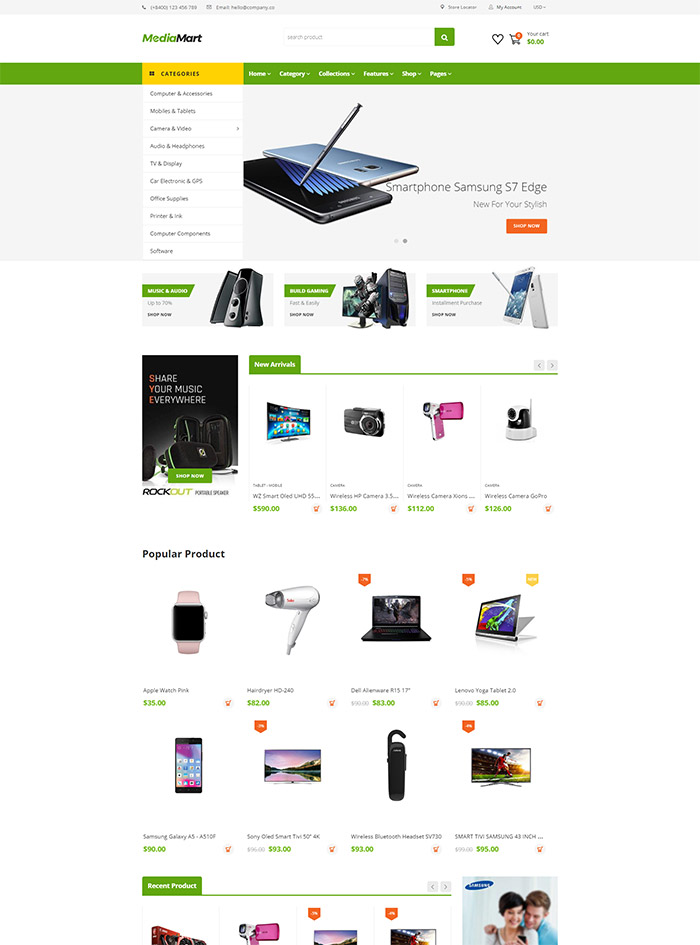MediaMart - Electronic, Computer, Gadgets & Digital Multilingual Responsive Shopify Theme