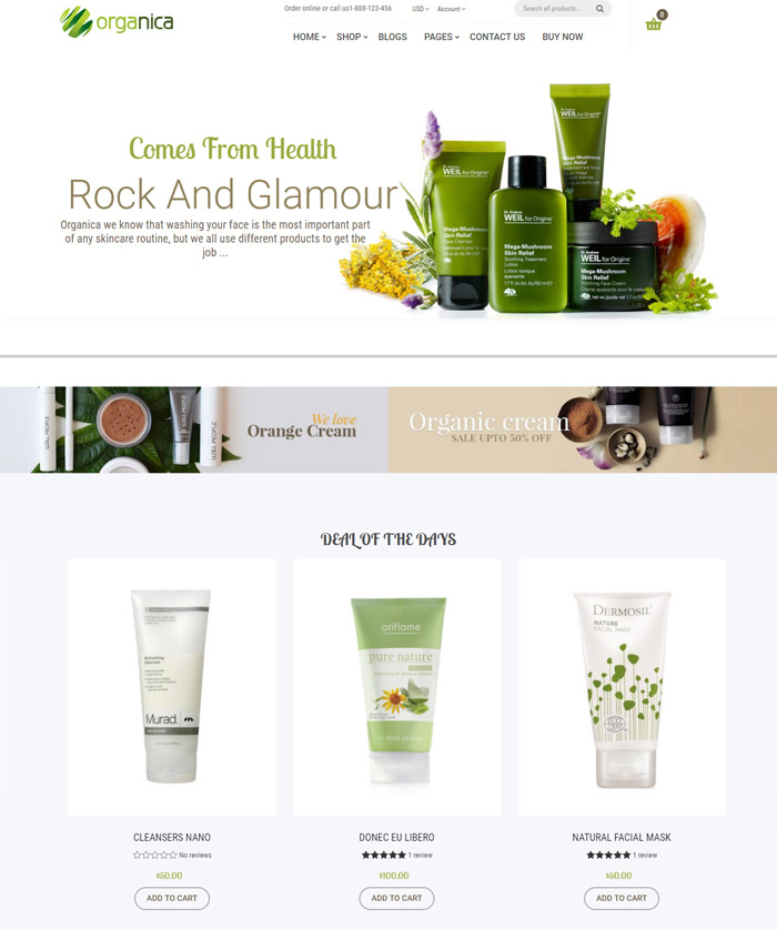 Organica - Beauty, Natural Cosmetics, Food, Farn, Eco, Organic Shopify Theme - Sections Ready