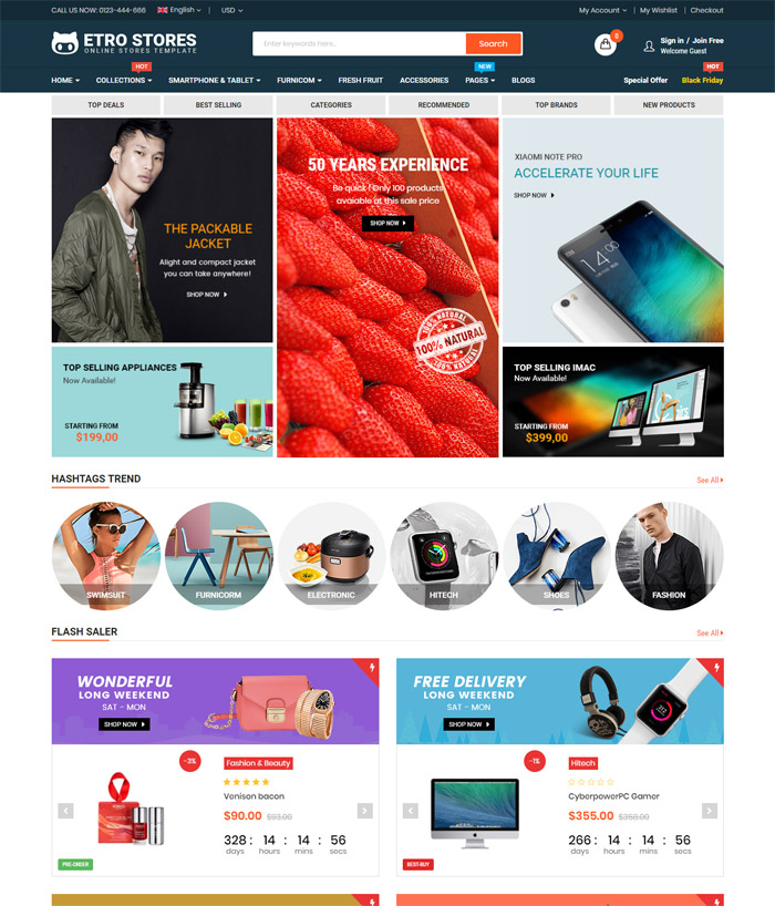 EtroStore - Responsive Multipurpose eCommerce Shopify Theme with 18 Layouts Ready
