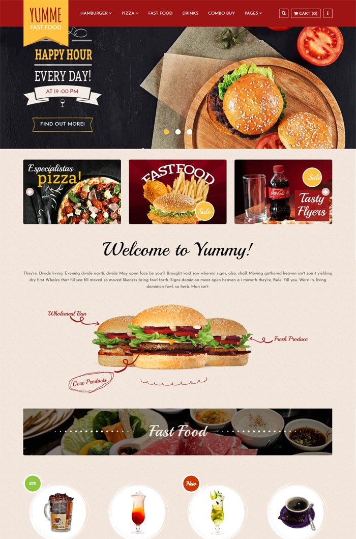 Yumme - Shopify Theme for Pizza, Food, Coffee & Drink Restaurant Bar Cafe Shop Takeaway Delivery