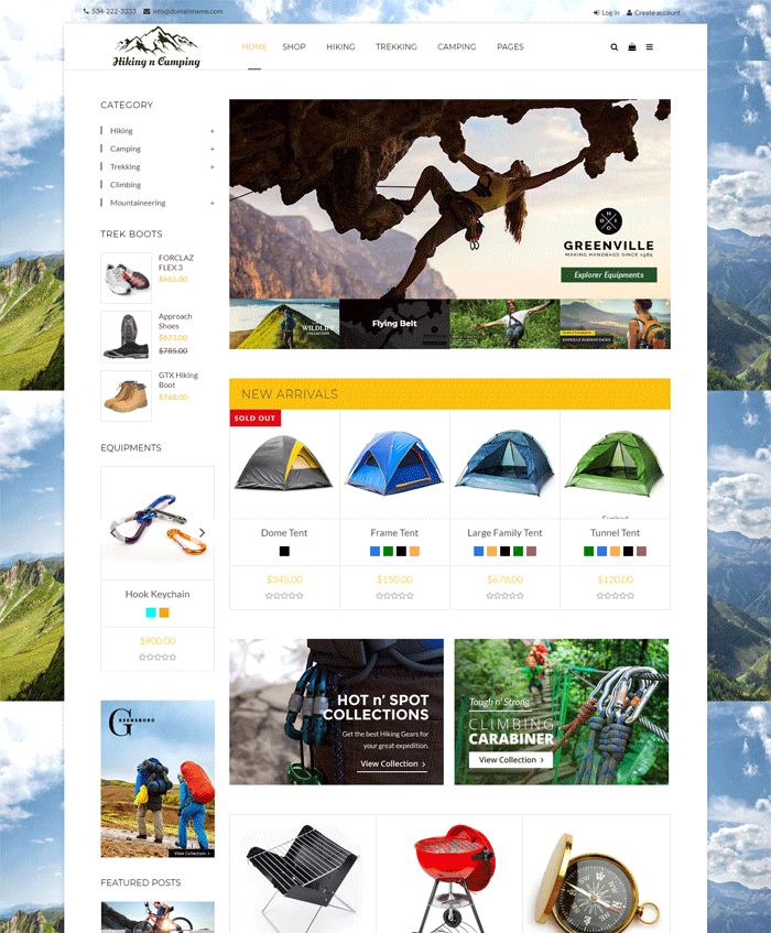 Hiking and Camping: An Outdoor Shopping Experience Shopify Theme
