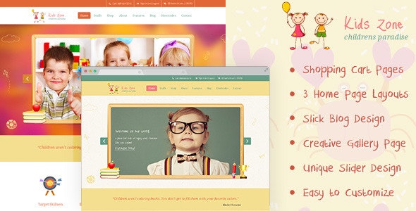 Kids Zone - Children PSD Template