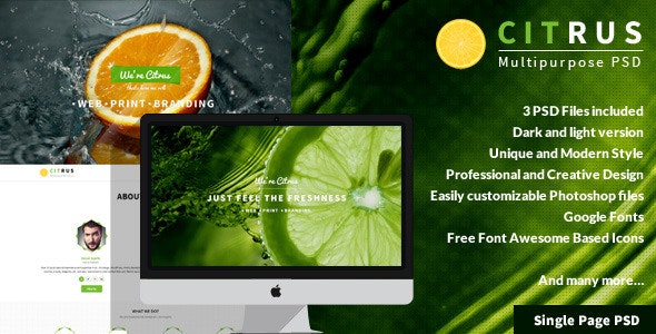 Citrus - One Page PSD Template