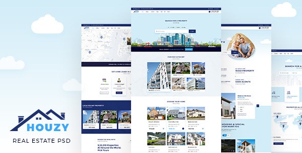 Houzy Real Estate Listing PSD Template